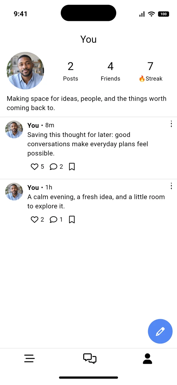 Your SpiritsOS profile and posts.